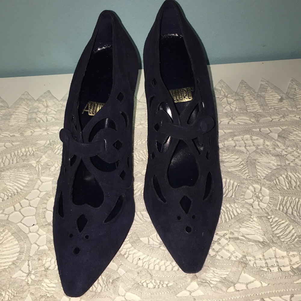Allure Navy Blue Suede Heels